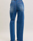 Karla High Waist Column Straight Button-Fly & Back Welt Pkts