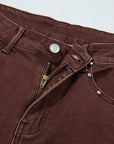 Coffee Side Seam Rivet Detail Ankle Length Casual Jeans