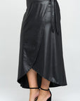 Faux Leather Maxi Wrap Skirt