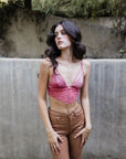 Velvet longline Lace Bralette