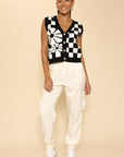 Checkered knit vest