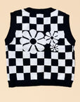Checkered knit vest