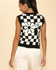 Checkered knit vest