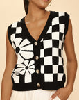 Checkered knit vest