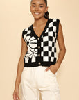 Checkered knit vest