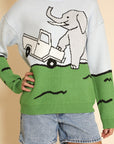 Elephant safari knit sweater