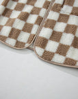 Checkered Sherpa Collared Jacket Vest