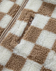 Checkered Sherpa Collared Jacket Vest