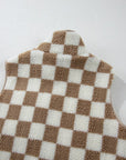 Checkered Sherpa Collared Jacket Vest