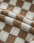 Checkered Sherpa Collared Jacket Vest