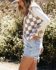 Checkered Sherpa Collared Jacket Vest