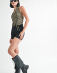 WRAPPED TOP WITH HALTER NECK