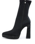 Kasuti Lycra Rhinestone Detail Ankle Boots