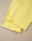Yellow Solid Color Grommet Detail Knot Waist Barrel Jeans