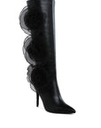 Chinkara Sheer Big Rose Detail Long Boots