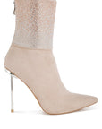 Podstar Rhinestones Embellished Foldover Boots