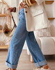 Coffee Side Seam Rivet Detail Ankle Length Casual Jeans
