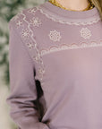 A Little Bit of Comfort Embroidered Top and Bottom Set in Dusty Mauve