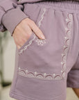 A Little Bit of Comfort Embroidered Top and Bottom Set in Dusty Mauve