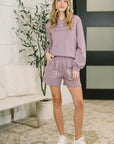 A Little Bit of Comfort Embroidered Top and Bottom Set in Dusty Mauve