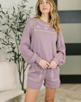 A Little Bit of Comfort Embroidered Top and Bottom Set in Dusty Mauve