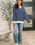 Almost Therapeutic Drop Shoulder Pullover in Navy