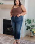 Amber Cuffed Slim Fit Dark Wash Jeans