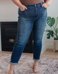 Amber Cuffed Slim Fit Dark Wash Jeans