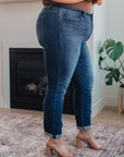 Amber Cuffed Slim Fit Dark Wash Jeans