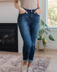 Amber Cuffed Slim Fit Dark Wash Jeans