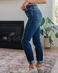 Amber Cuffed Slim Fit Dark Wash Jeans