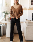 Back to Life V-Neck Sweater in Mocha
