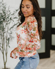 Barely Behaving Floral Print Layering Top in Coral
