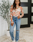Barely Behaving Floral Print Layering Top in Coral