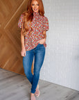 Bohemian Moment Floral Mock Neck Blouse