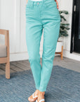 Bridgette High Rise Garment Dyed Slim Jeans in Aquamarine