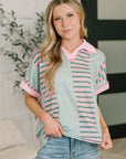Can't Control It Collared Color Block Top
