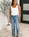 Corrine Mid Rise Control Top Vintage Straight Jeans