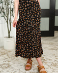 Crisp Kiss Midi Skirt in Rust, White and Black