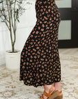 Crisp Kiss Midi Skirt in Rust, White and Black
