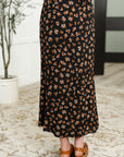 Crisp Kiss Midi Skirt in Rust, White and Black