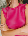 Doodle Me In Lettuce Round Neck Top in Hot Pink