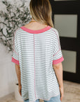 Dressed to Chill V-Neck Top in Heather/Grey/Ivory/Pink