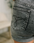 Greyson High Rise Button Fly Cuffed Shorts in Grey