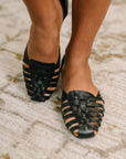Gulla Woven Slip On Flats in Black