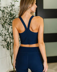 Gym and Juice Ribbed Knit Square Neck Tank in Navy