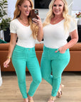 Bridgette High Rise Garment Dyed Slim Jeans in Aquamarine