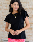 I'll Allow It Flutter Sleeve Tee In Black