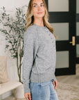 Just For Me Henley Brushed Pullover in Grey