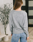 Just For Me Henley Brushed Pullover in Grey